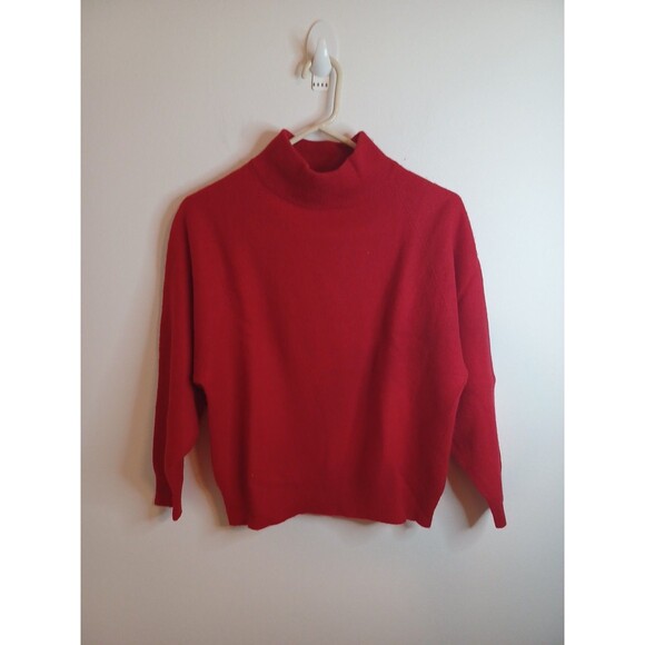 Extra Energy De Rothchild Mock Neck Lambswool Sweater S Red Longsleeve 80s Vtg - Picture 1 of 9